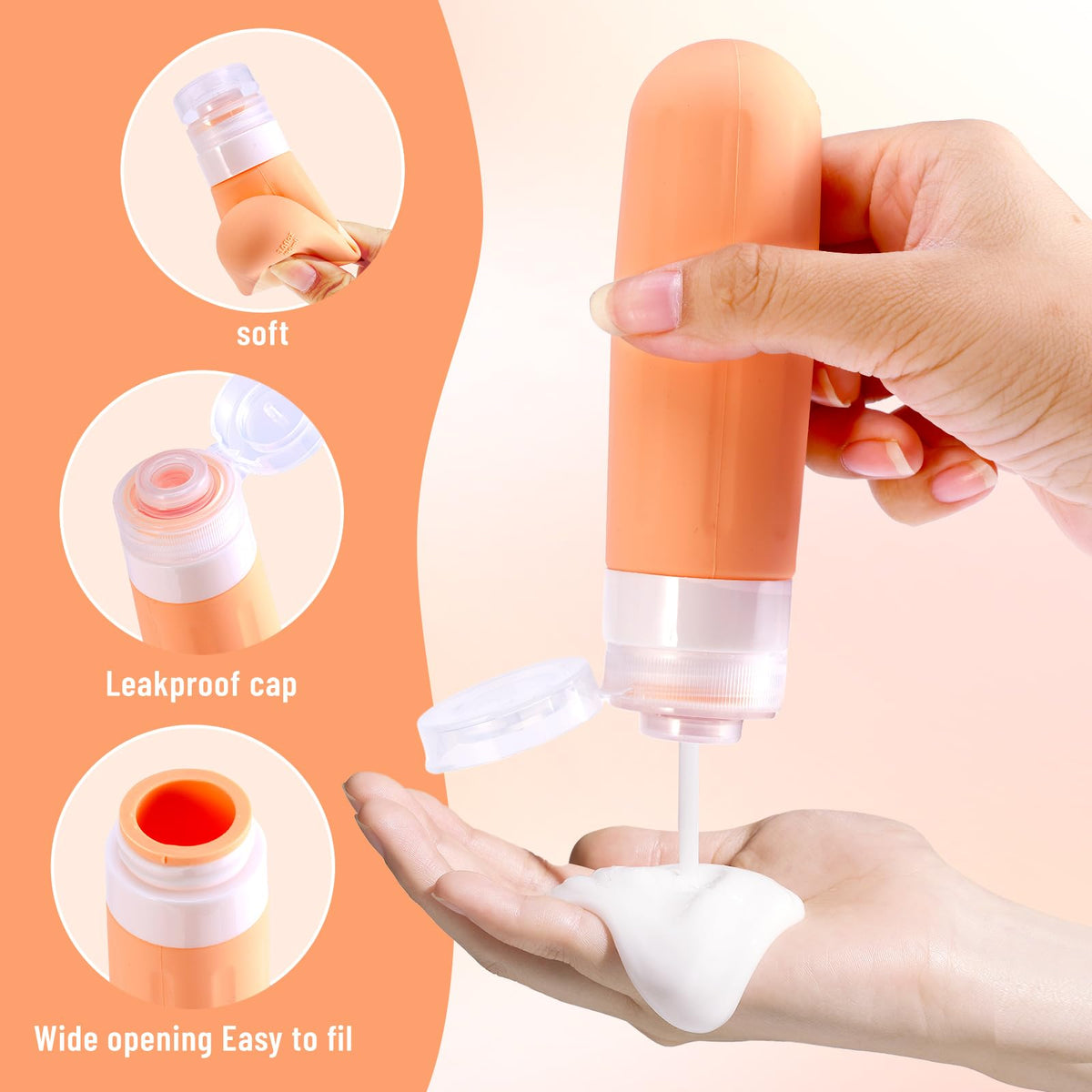 Landisun silicone texture detail highlighting squeezable easy-dispense benefit