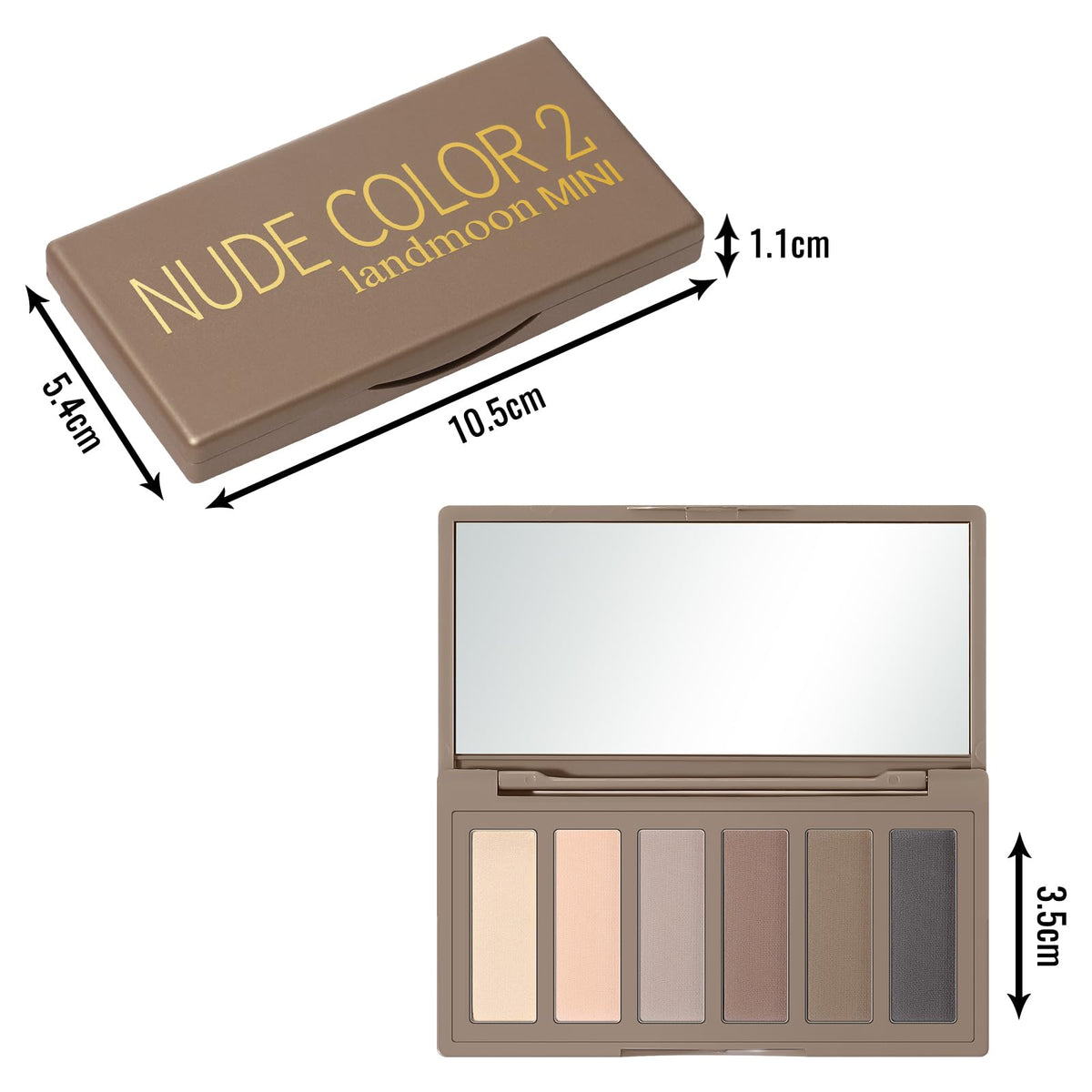 LANDMOON flat-lay with palette and brushes for travel-ready routine