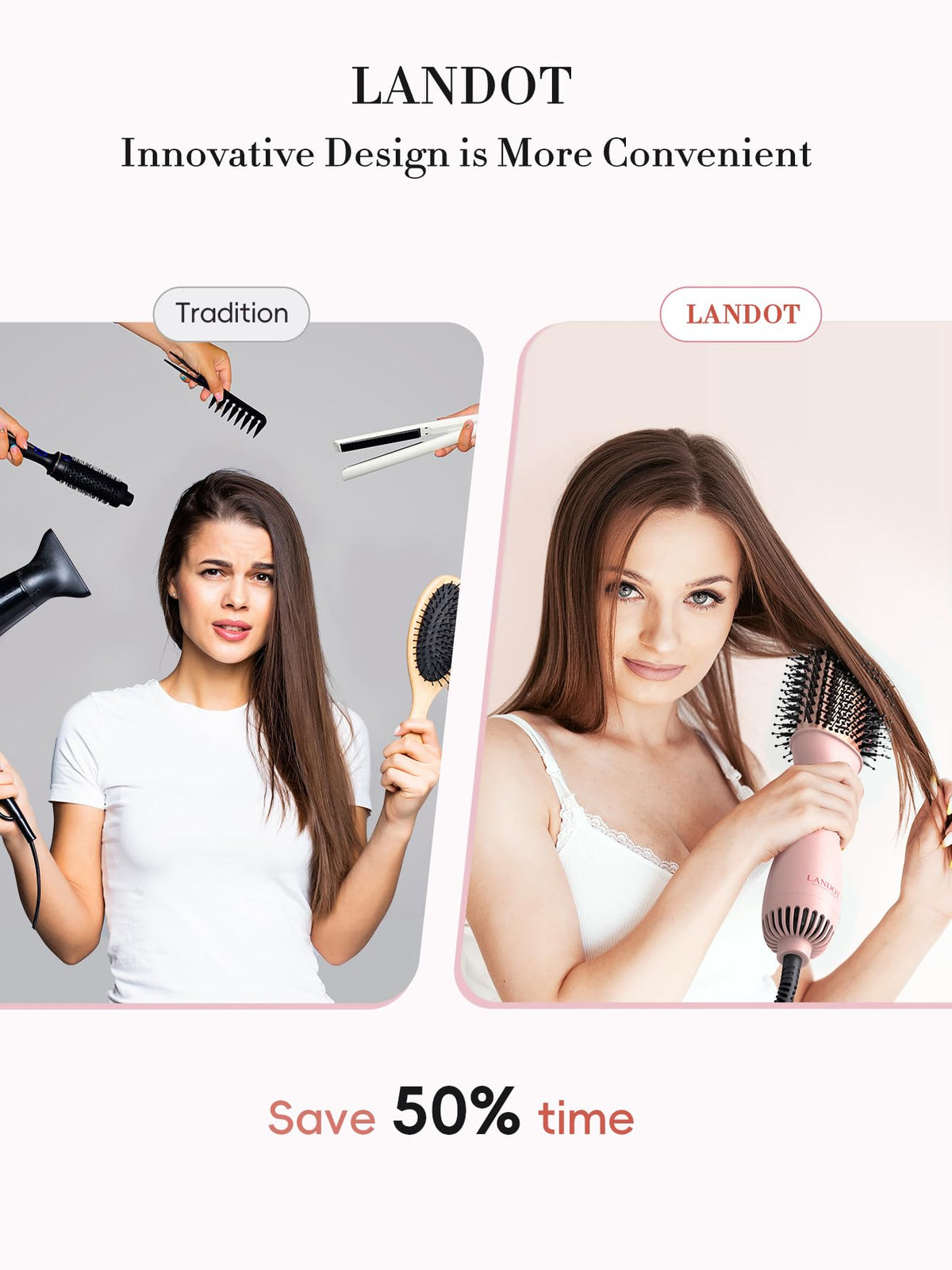 LANDOT nylon pin and tufted bristles detangling while protecting hair
