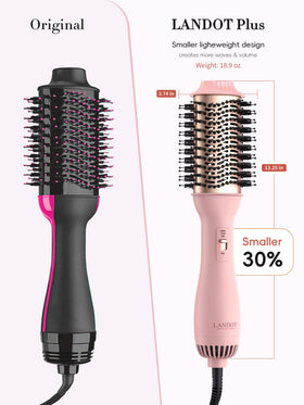 LANDOT brush styling long hair to create volume and smooth finish