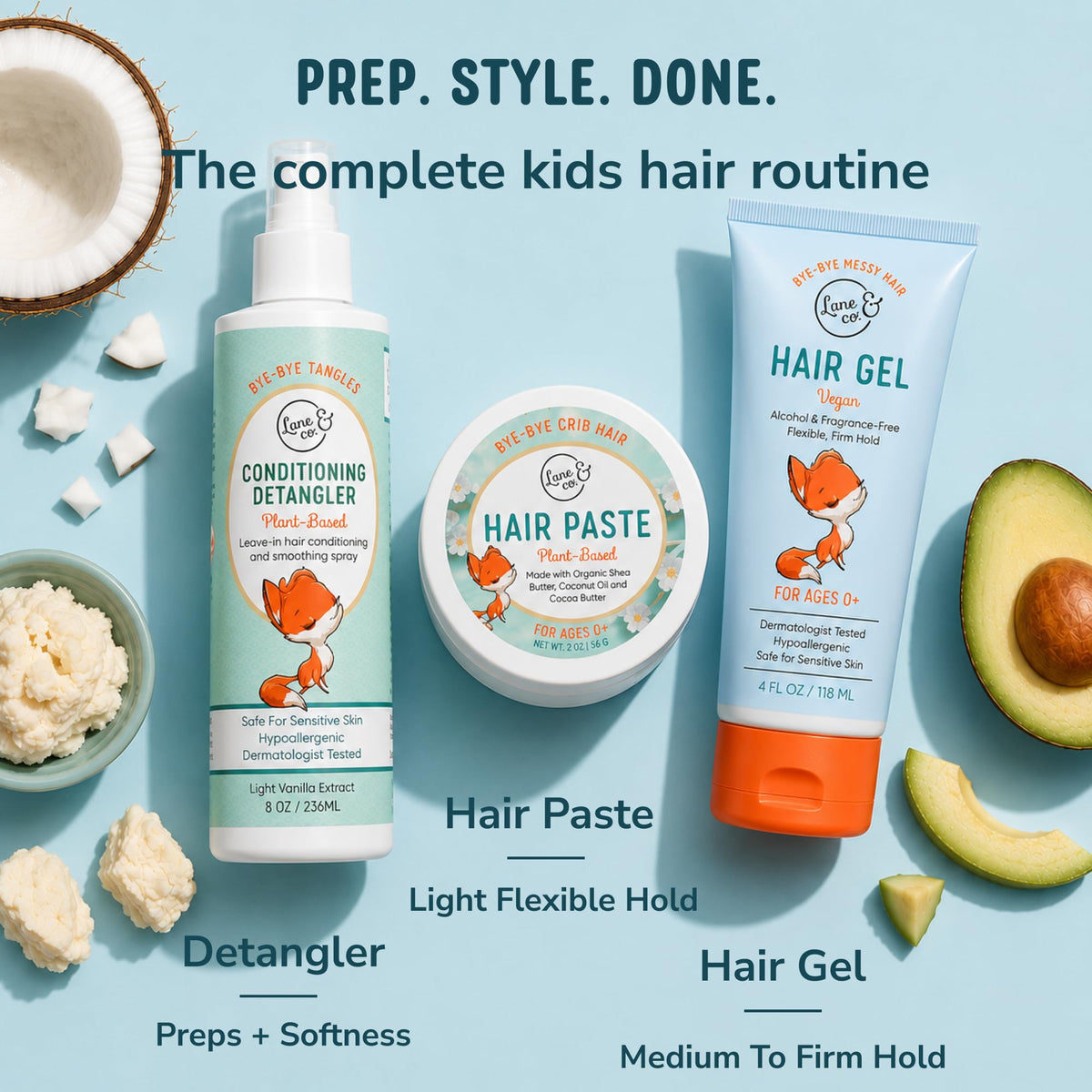 LANE & CO. family morning routine scene showing quick, gentle hair styling