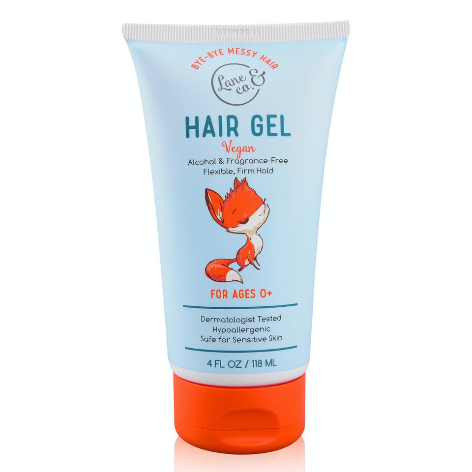 LANE & CO. front packaging bottle showing gentle baby hair gel and benefits