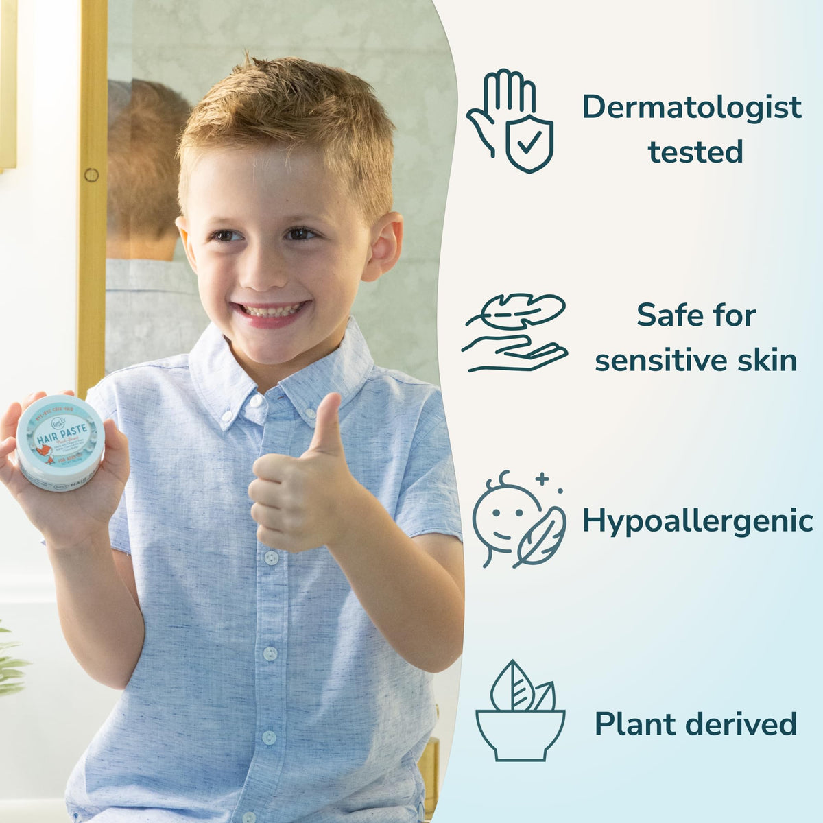 LANE & CO. toddler before and after styling demonstrating visible control