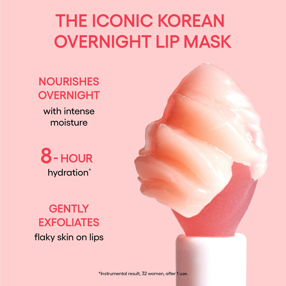 LANEIGE fingertip applying mask to lips demonstrating simple overnight use