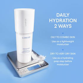 LANEIGE bottle with refill pouch demonstrating easy refill benefit