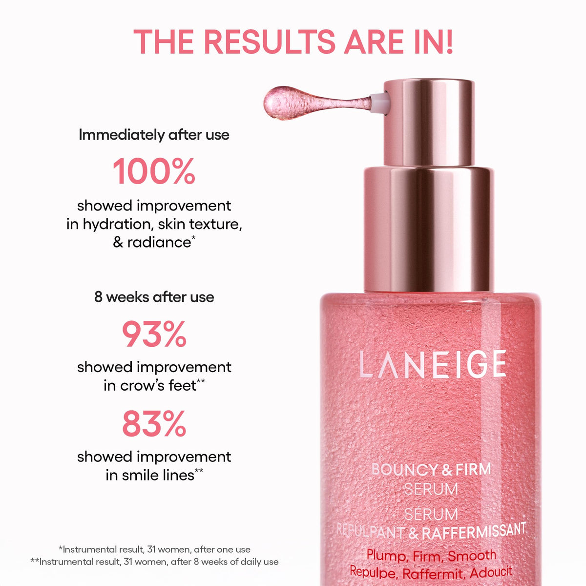 LANEIGE serum on hand demonstrating spreadability and non-sticky finish benefit