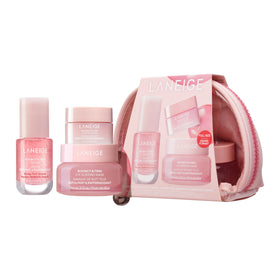 LANEIGE front packaging showing the full bouncy skin on-the-go set, convenient travel benefit