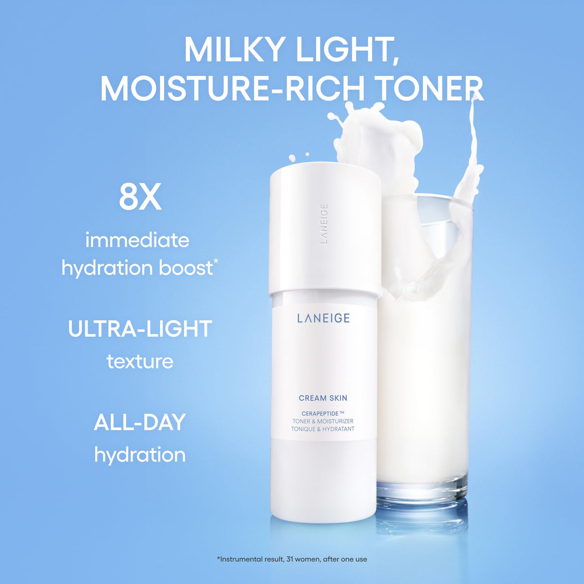 LANEIGE cleanser gel swatch showing lightweight texture and non-stripping wash