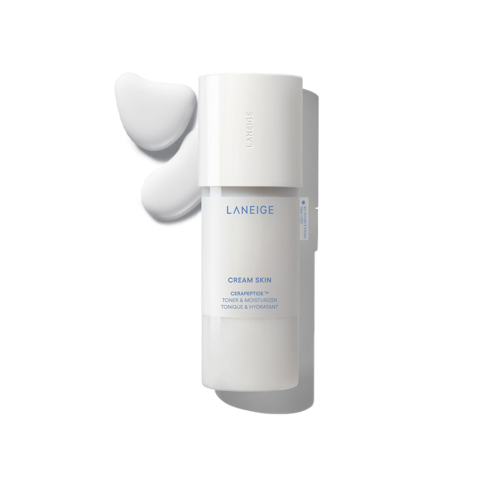 LANEIGE front bottle view showing refillable design and easy dispensing benefit