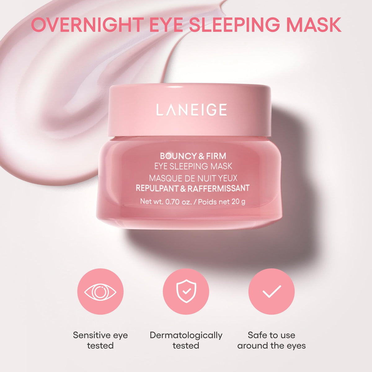 LANEIGE before and after example signalling brighter under-eye appearance