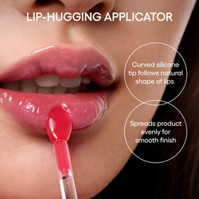 LANEIGE silicone applicator detail illustrating lip-hugging design for smooth application