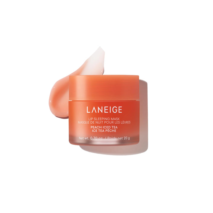 LANEIGE front jar Peach Iced Tea showing packaging and product name, clear moisture appeal