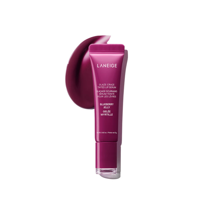 LANEIGE front packaging showing tinted lip serum and glossy finish benefit