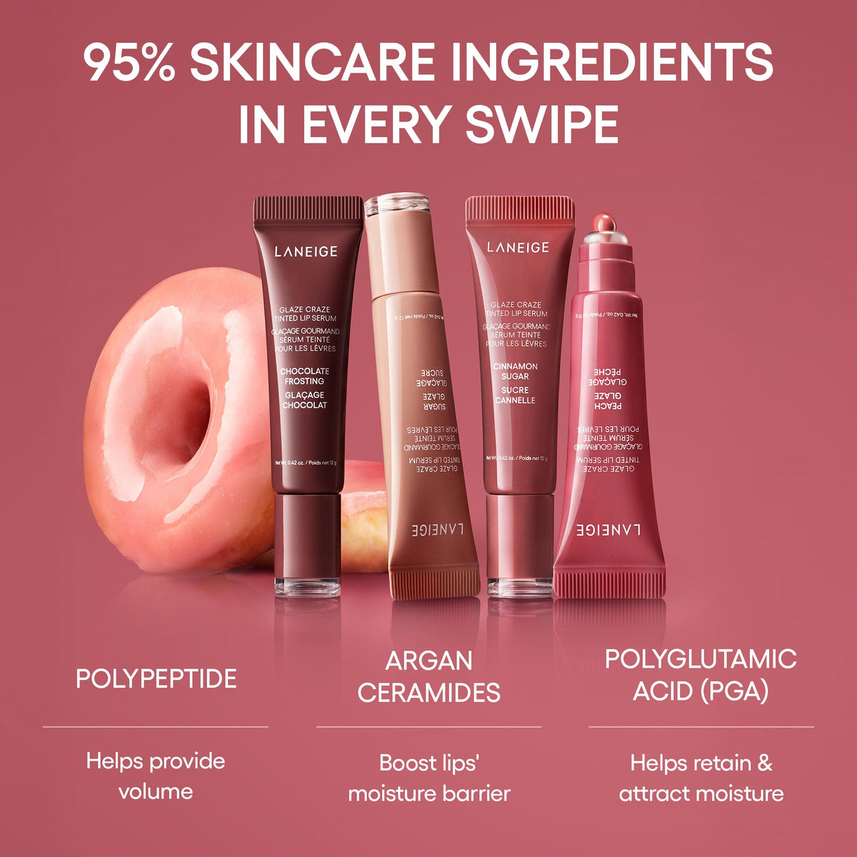 LANEIGE lips application medium shot illustrating glazed, softened finish