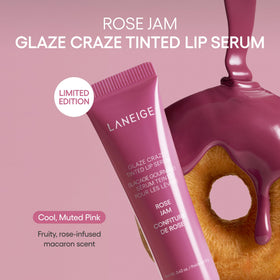 LANEIGE product on model wearing Rose Jam to show natural flushed pigment