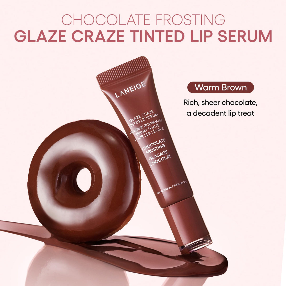 LANEIGE size comparison next to lipstick showing travel-friendly dimensions