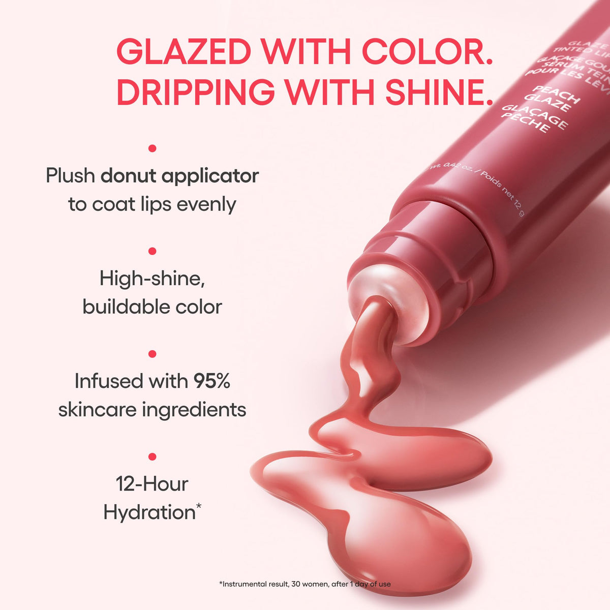 LANEIGE close-up of lip serum texture showing hydrating, non-sticky gloss