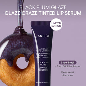 LANEIGE close-up of reflective shimmer in Black Plum Glaze emphasizing multidimensional shine