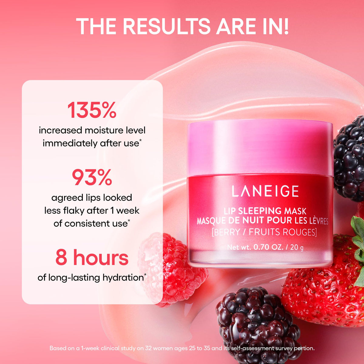 LANEIGE ingredients display with blue hyaluronic and ceramide highlighting barrier support
