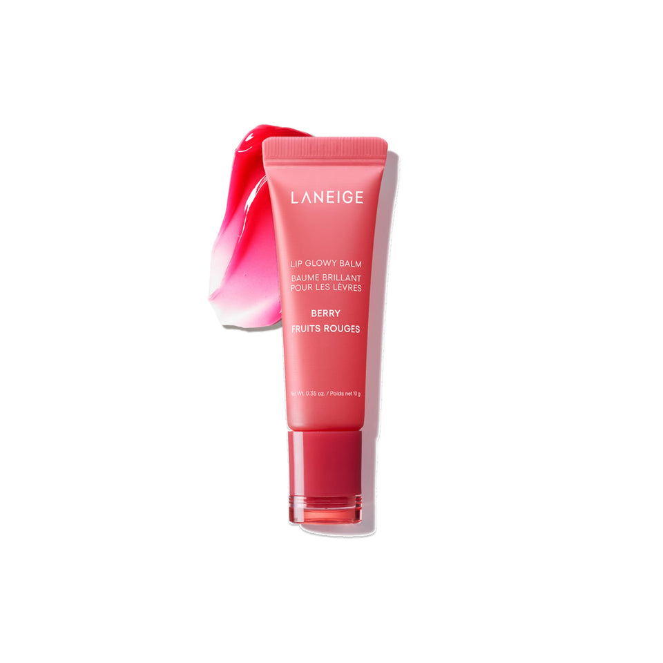 LANEIGE front tube showing Berry shade and portable design benefit