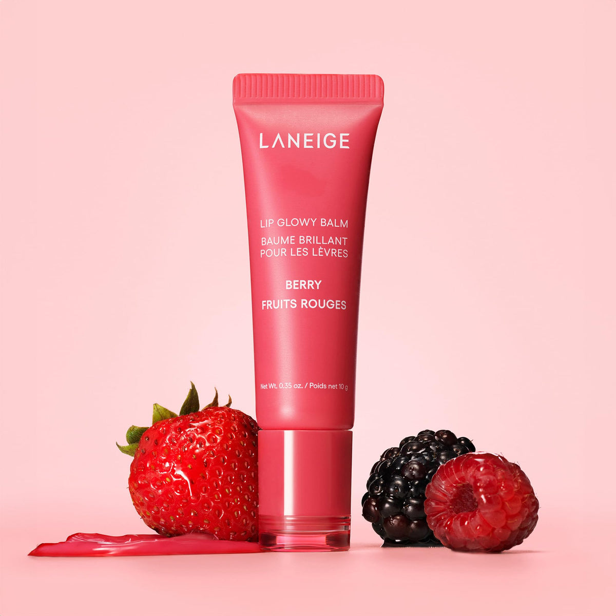 LANEIGE close-up texture of glossy balm showing hydrating finish benefit