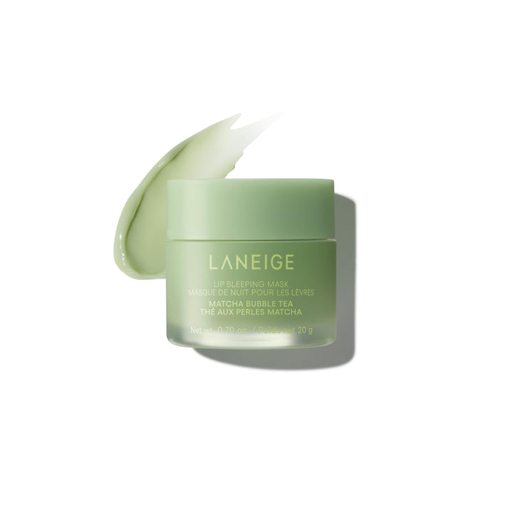 LANEIGE jar front view showing matcha bubble tea packaging and brand hydration