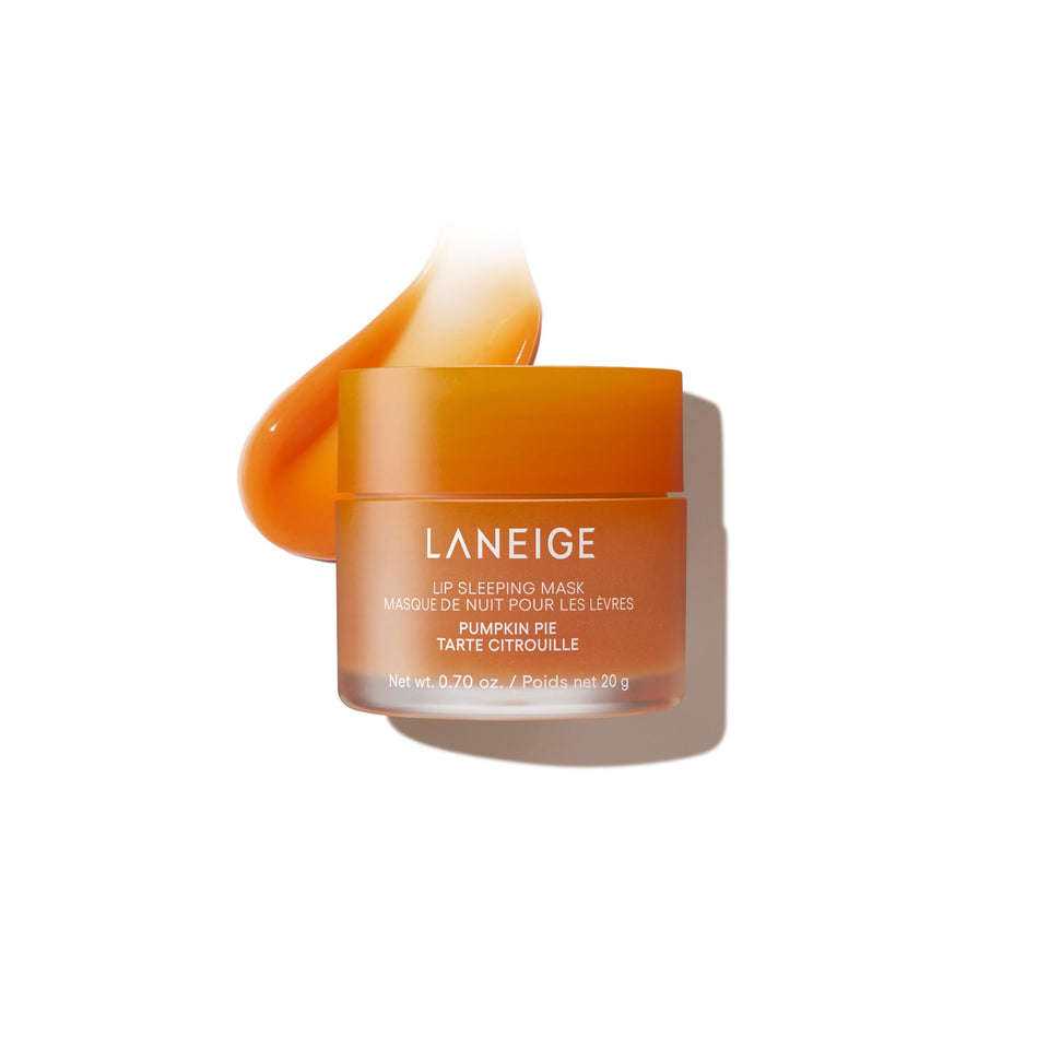 LANEIGE jar front view showing Pumpkin Pie flavor and hydrating benefits