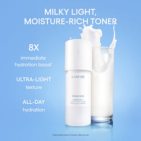 LANEIGE milky texture close up showing lightweight finish and fast absorption benefit