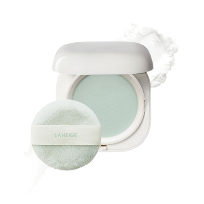 LANEIGE compact front view showing sleek no-spill design and brand