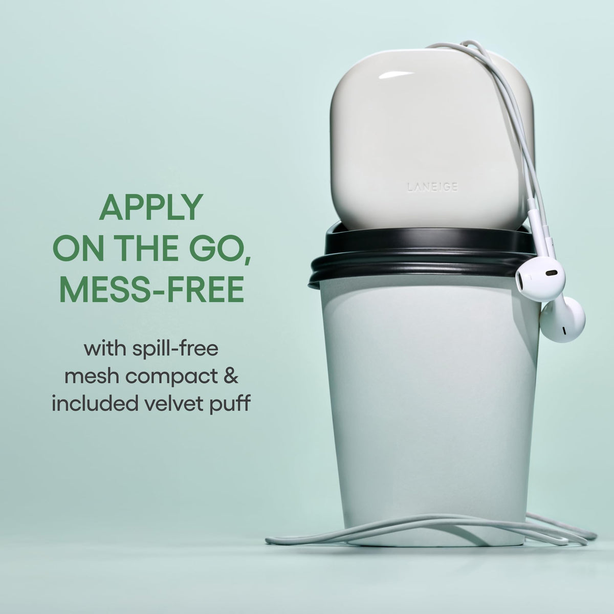LANEIGE compact inside a handbag ready for quick on-the-go touchups