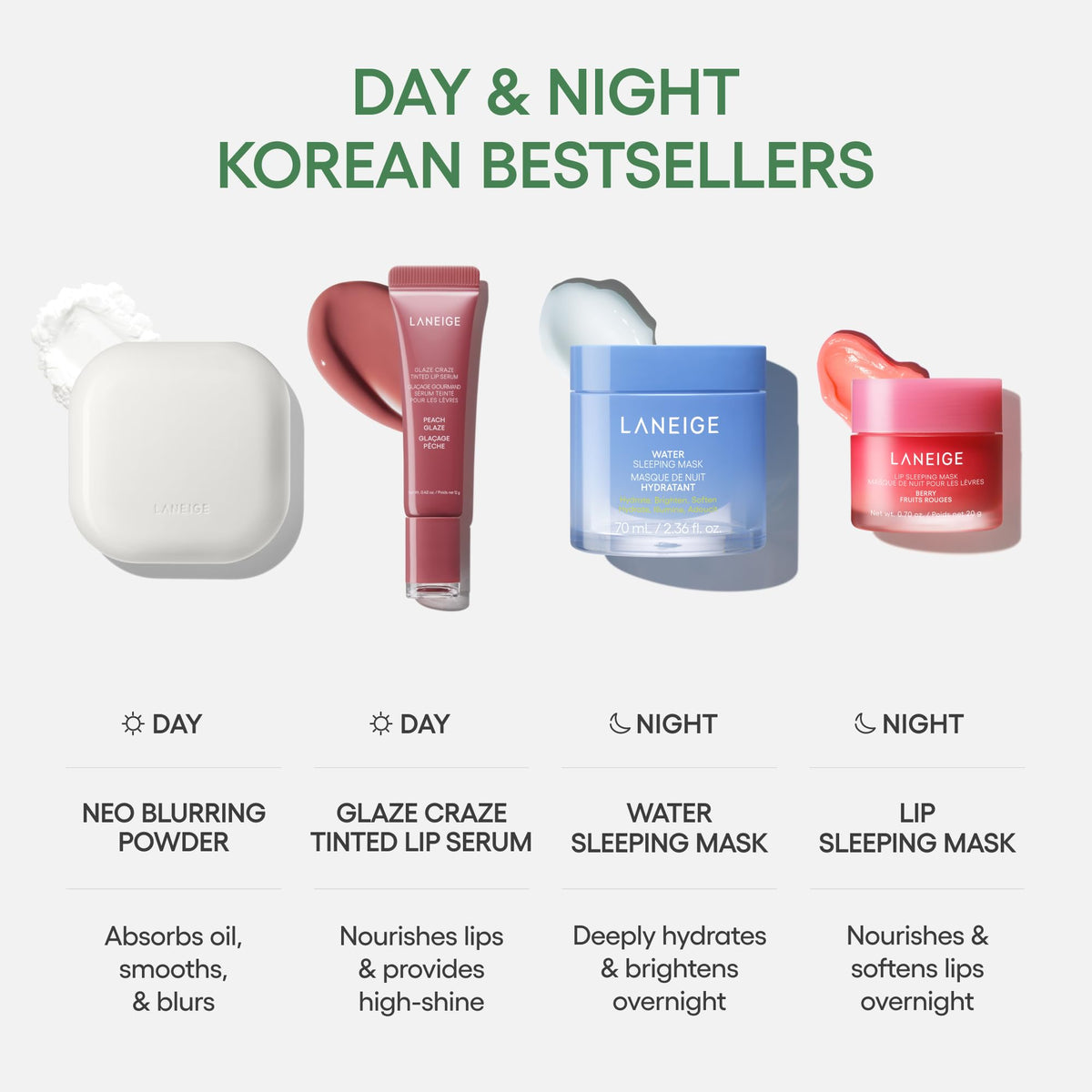 LANEIGE model applying powder for natural-looking shine control and glow