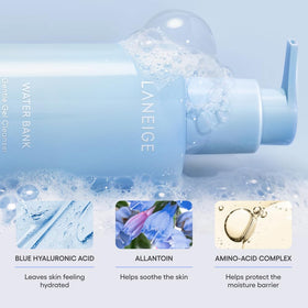 LANEIGE pump dispensing gel into hand showing lightweight texture and easy spread