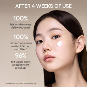 LANEIGE visual with peptides and capsules emphasizing actives benefit: targeted firming