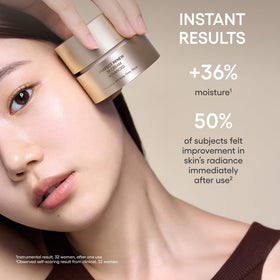 LANEIGE open jar with cream swirl showing smooth spreadable formula benefit: easy application