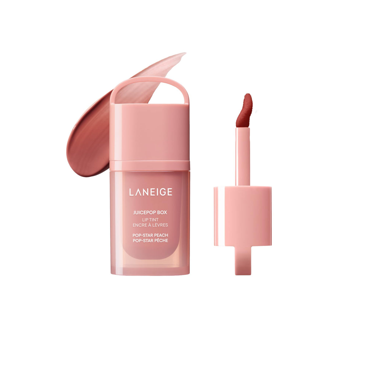 LANEIGE front view of Pop-Star Peach tube showing product identity and travel convenience