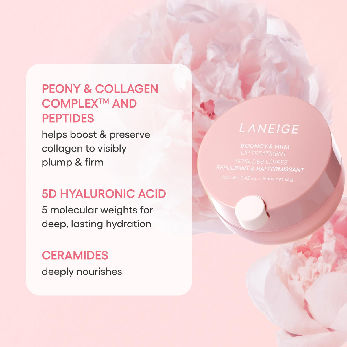 LANEIGE product label infographic showing ingredient benefits clearly
