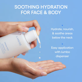 LANEIGE refillable bottle detail highlighting pump and sustainable design benefit