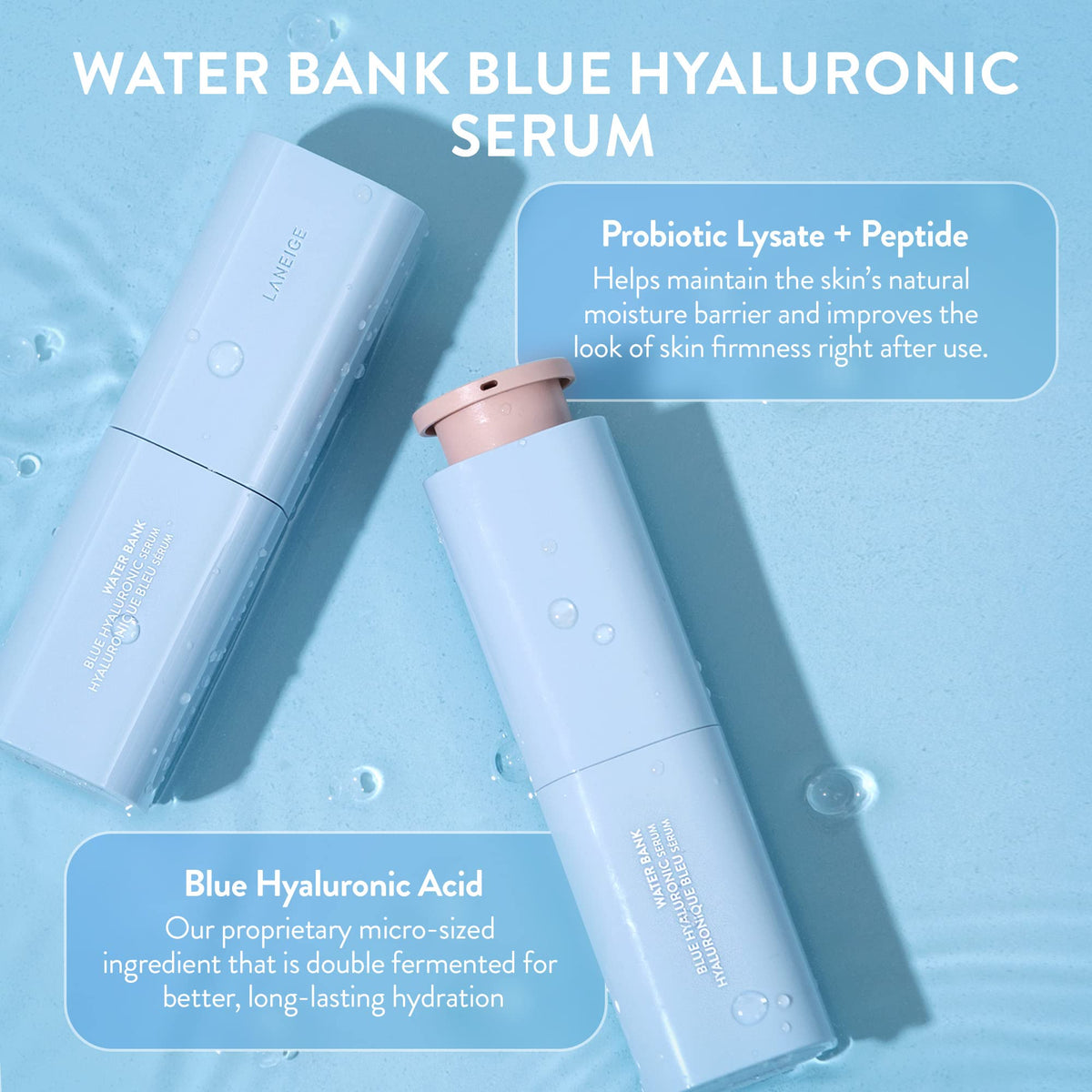 LANEIGE texture droplet close-up showing lightweight, fast-absorbing hydration