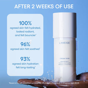 LANEIGE size comparison with phone showing mini mist portability and travel convenience