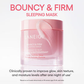 LANEIGE sleeping mask spread on back of hand illustrating rich finish and moisture boost