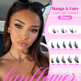 LANFLOWER bottom lash clusters close-up providing balanced lower-lash definition