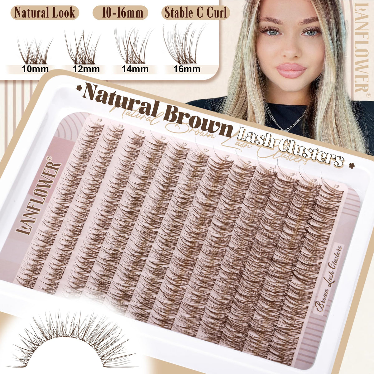 LANFLOWER close-up of thin lash band detail, highlights comfortable seamless wear