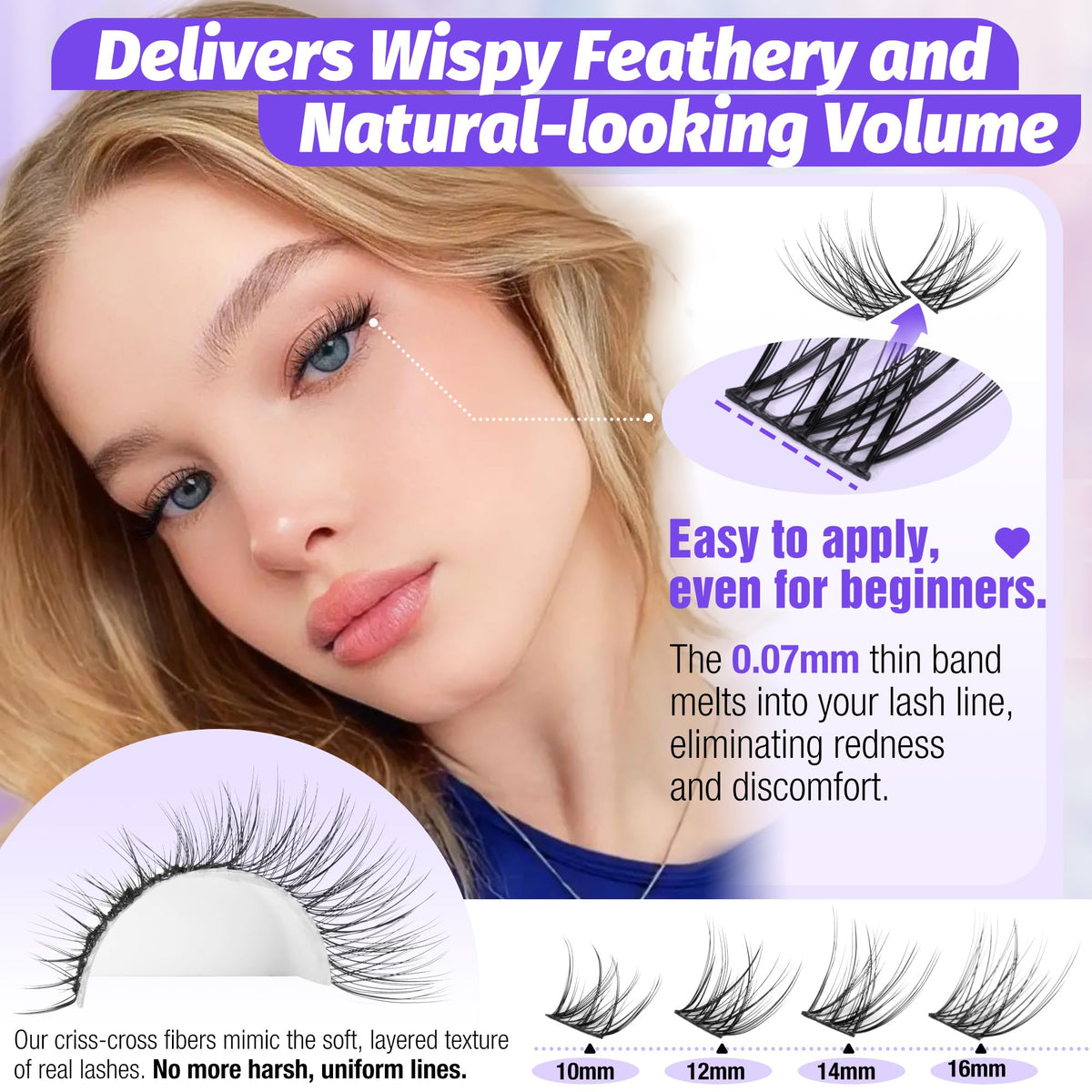 Lanflower closeup of C curl and thin band for comfortable wear