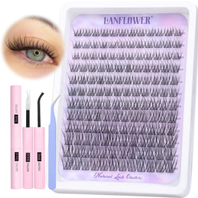 LANFLOWER front packaging showing complete lash cluster kit benefits