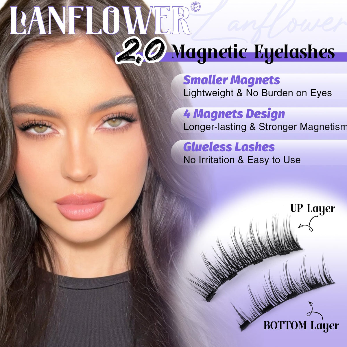 LANFLOWER fine lash fibers texture for natural wispy look