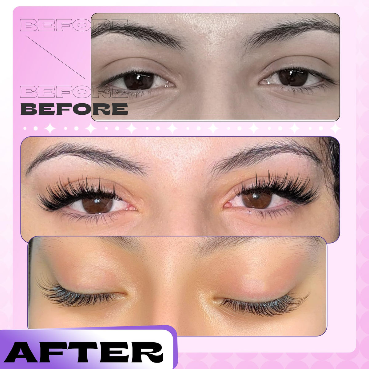 LANFLOWER lashes applied on eye showing subtle cat-eye lift and realistic finish