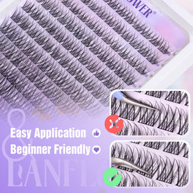 Lanflower worn in lifestyle shot showing natural salon-quality look