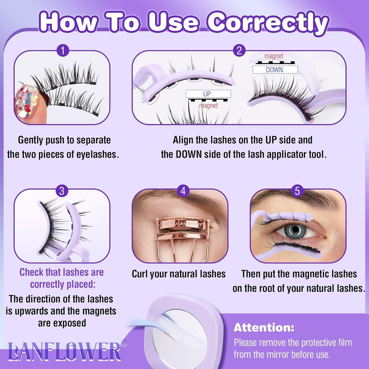 LANFLOWER storage case and tools preserving lash shape