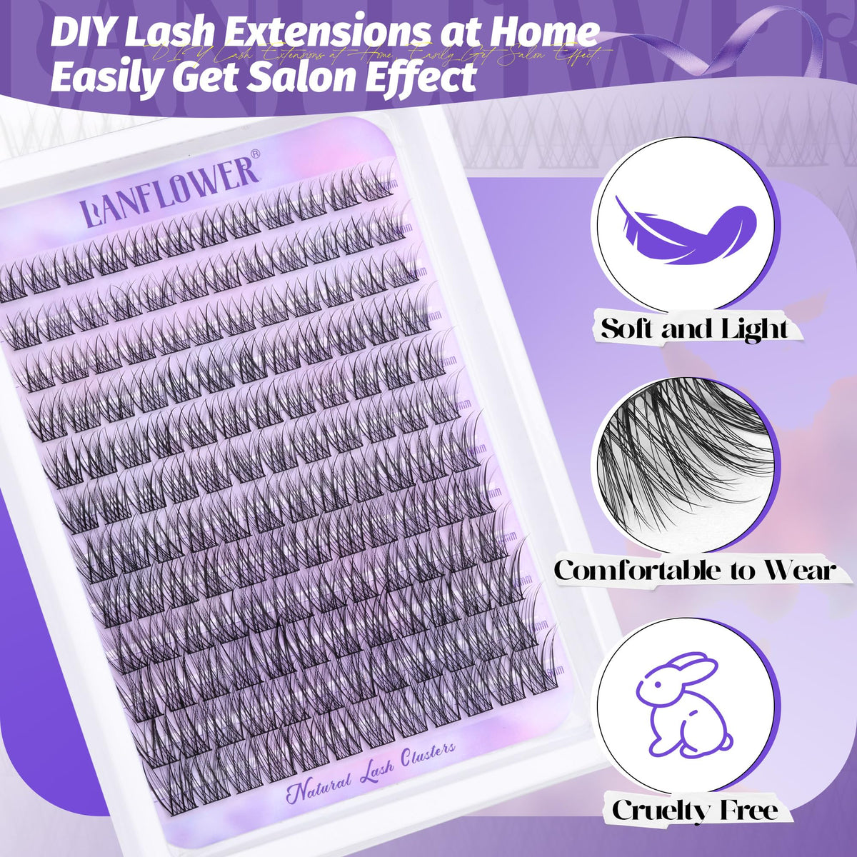 Lanflower fine lash tip and texture closeup for natural finish