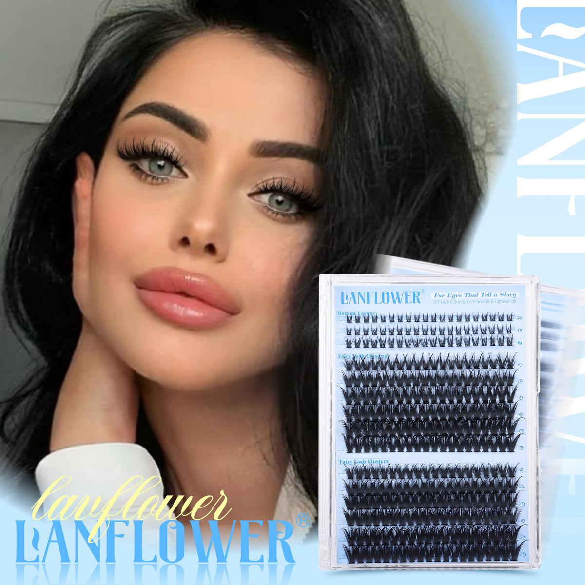LANFLOWER detailed C-curve lash texture highlighting lightweight comfort